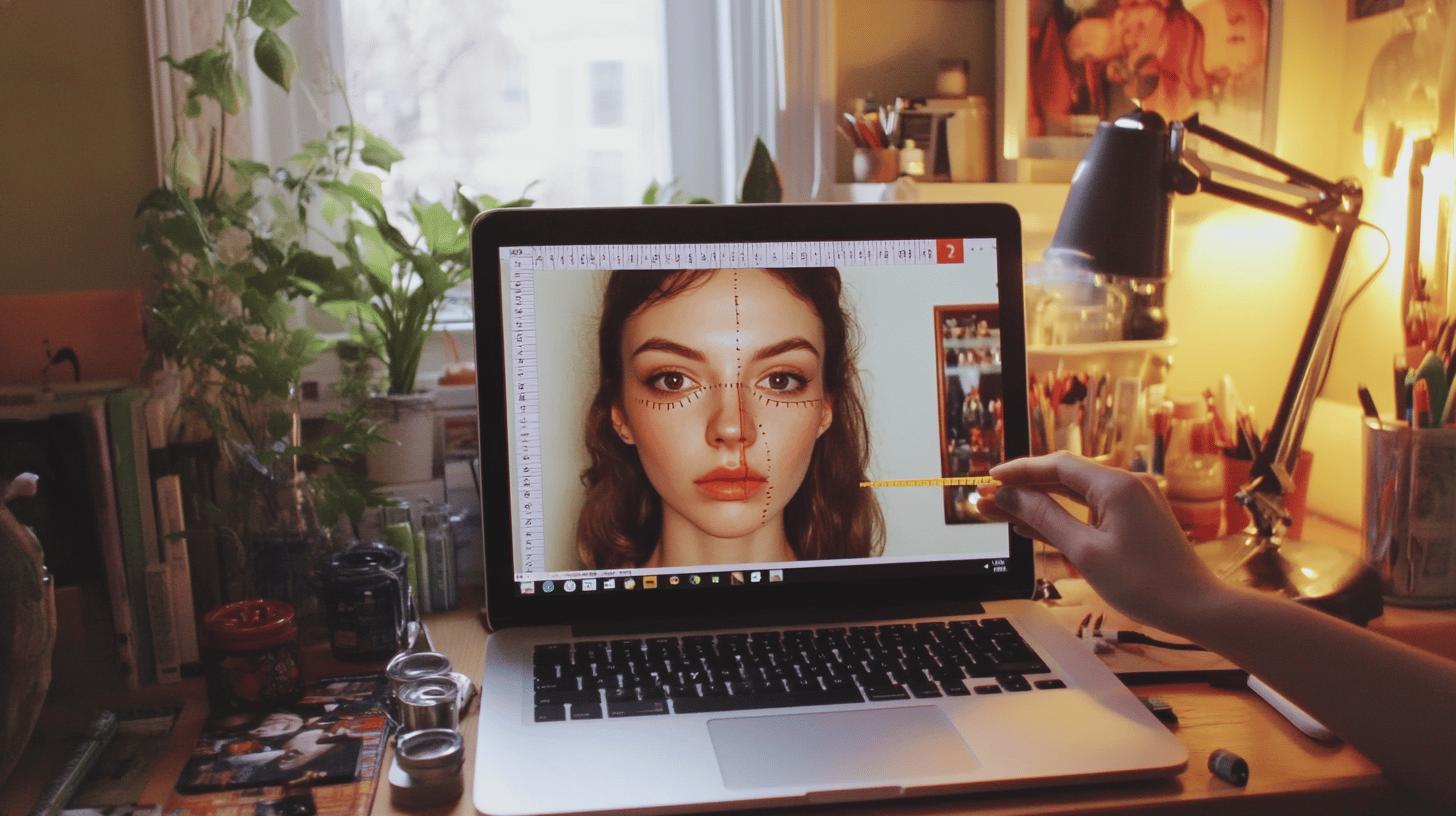 Women's face displayed on a computer screen